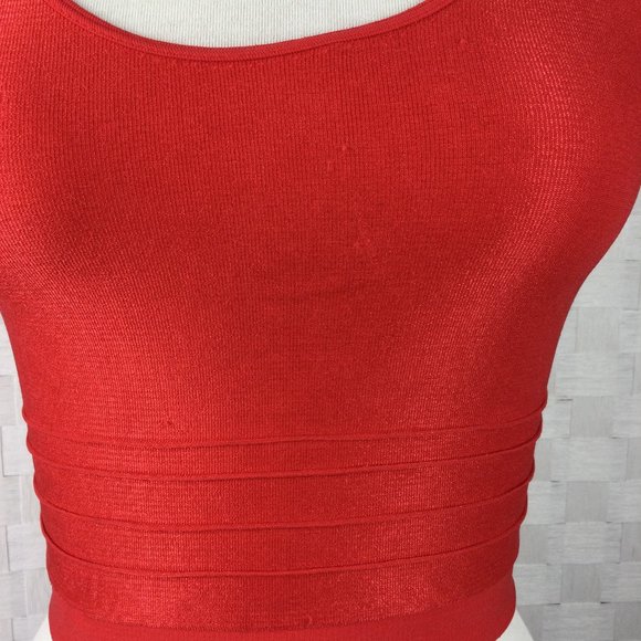 Bebe Fiery Red Spandex Crop Top, Small - Picture 5 of 6
